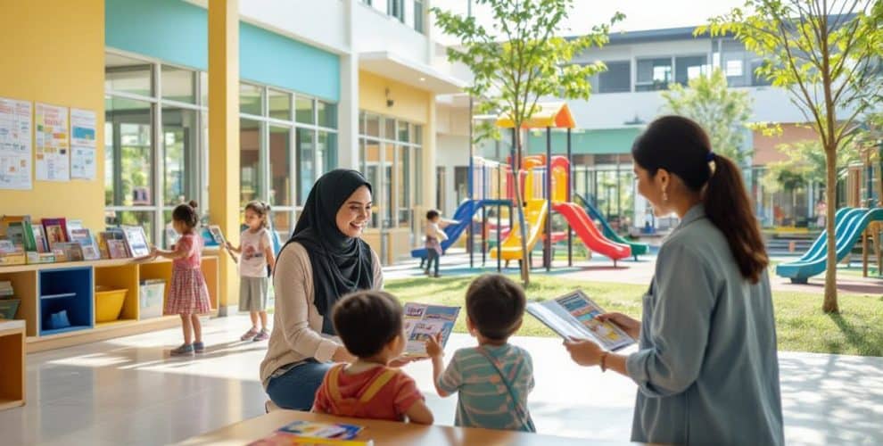 Engaging early childhood education environment with colorful play areas and interactive learning experiences.