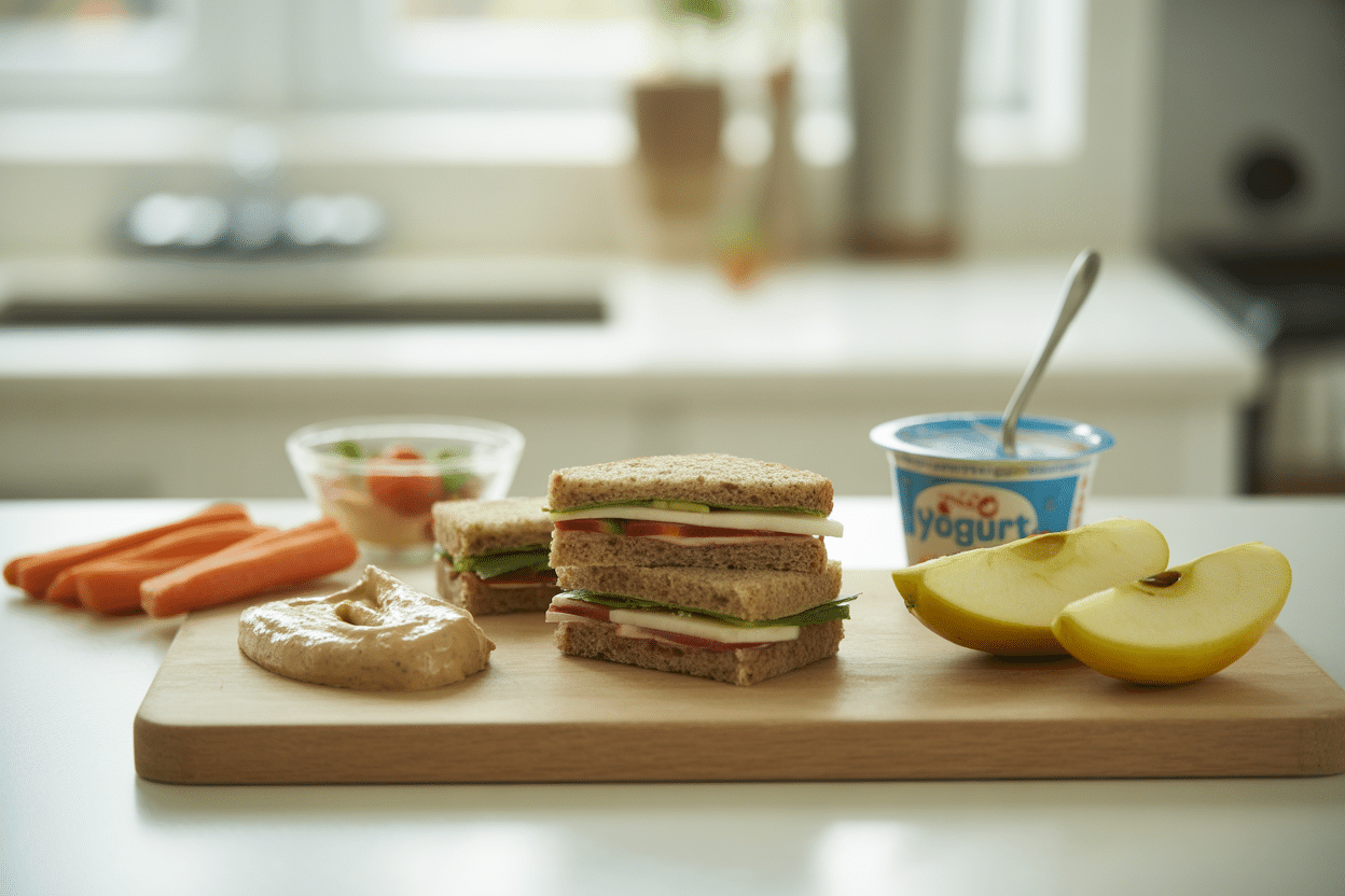 Neat snack and water prep suggesting prevention via fuel and hydration
