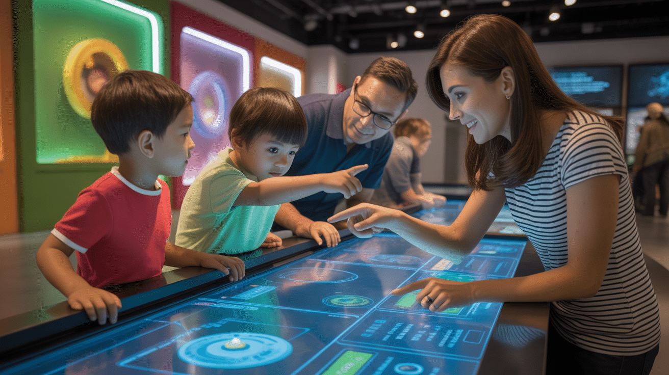 Interactive exhibit image representing re-entry after a reset—structured, engaging environment